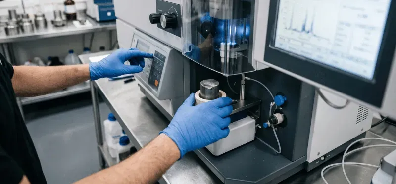 Spectrometric assay testing of antimony ingot purity